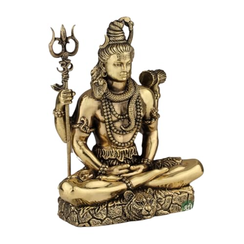 Image of Brass Shiva Statue | 3 inch Lord Shiva Idol for Home Decor, Pooja, and Meditation | Hindu God Figurine Shiva Idol for Car Dashboard