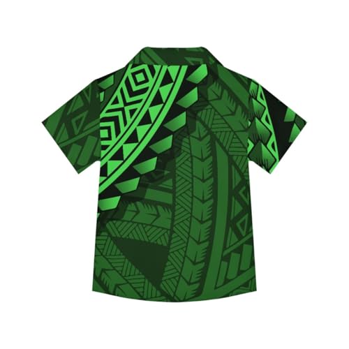 GLUDEAR Kids Boys Traditional Polynesian Printed Short Sleeve Summer Beach Button Down Hawaiian Shirts 3-16T2