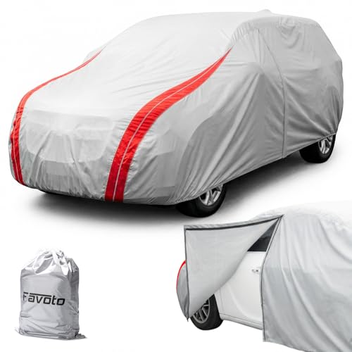 Image of Favoto SUV Car Cover Waterproof Custom Fit for Chevy Equinox (2005-2026) | Heavy Duty Car Cover for Automobiles Outdoor with Reflective Strips All Weather Snow Sun Dust UV Protection