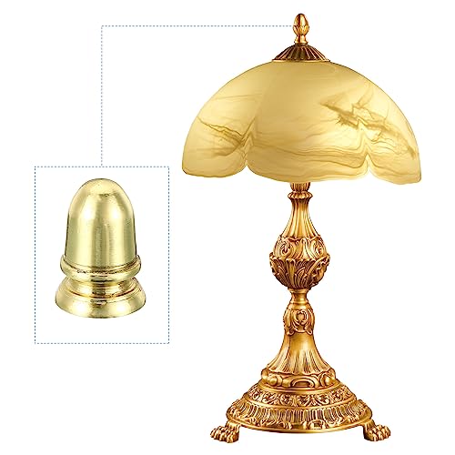 Image of PATIKIL 1 inch Tall Iron Lamp Finials Cap Knob, 2Pcs Lamp Screw Round Head Holder Tapped 1 /4-27 for Table and Floor Lamp Shade Decorations, Gold