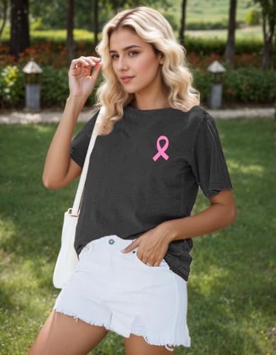 Breast Cancer Shirts for Women Cancer Awareness Shirt Pink Ribbons Tee Tops - image 4