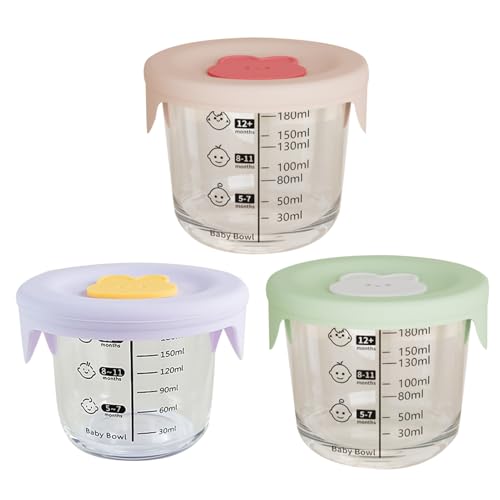 Recipiente Para Comida De Bebé - Botes De Vidrio Para Preparar Comida De Bebé 230 ML | Con Tapa De Silicona Y Tarro Antifugas Con Escala Para Microondas De -20 A 400 Grados Celsius