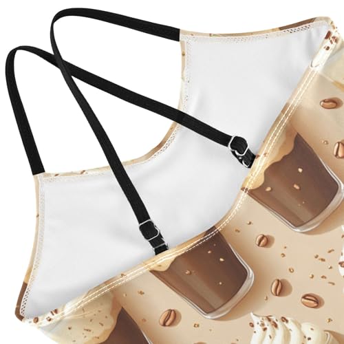 Pigsaly Girls One Piece Swimsuits Hot Drink Coffee Cup Kids Cross Back Swimwear Toddler Beach Sport Bathing Suit 3T4