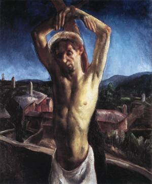 Peinture à l'huile St Sebastian 1927 tableau Jeno Paizs Goebel 12x16