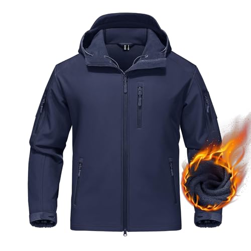 TACVASEN Tactical Jacket Mens Military Waterproof Jackets Winter Combat Jacket Windproof Hunting Jackets Waterproof Hiking Jacket Navy Blue