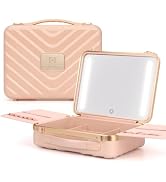 KZAOPZ Makeup Case, Large Makeup Bag with Light Up Mirror, Portable Travel Cosmetic Case Train Ca...