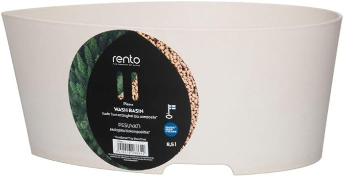Rento Pisara Sauna Basin, Sauna Basin, biocomposite, Recyclable, 8.5L White