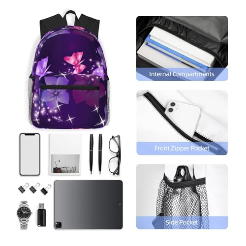 Sac à dos noir imprimé papillon décontracté One Size pour tous âges - 6