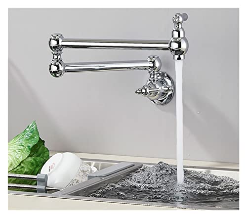 Miniatura 2 de Grifo De Llenado De Ollas Grifo De Cocina De Latón Oro Cepillado Sing Fregadero De Cocina Frío Grifo De Agua Grifo Monomando Grifo De Rotación 360 Montado En La Pared Color : Chrome A , Size : Y