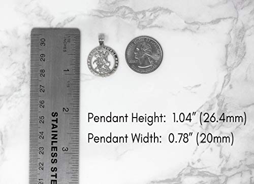Sterling Silver Saint George Pray for Us Round Charm Pendant2