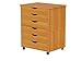 Jela Original Roll Cart, Solid Wood, 6 Drawer Extra Wide Drawers Roll Carts, Medium Pine