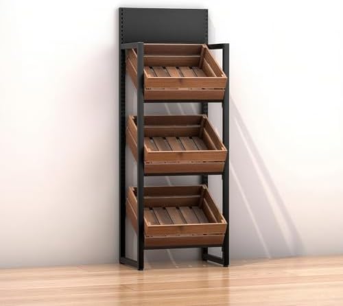 Multi-Layer Solid Wood Kitchen Shelf Rack for Tiered Fruits & Vegetables Display, Durable Storage Solution for Commercial Use, Ideal for Restaurants & Grocery Stores