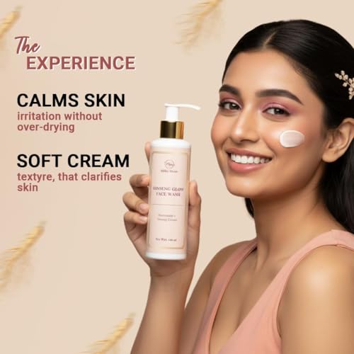 Image of Ginseng Glow Face Wash with Niacinamide, Hyaluronic Acid, Kojic Acid, Vitamin C & Gluton | Acne Control, Oil Balance & Brightening | 100 ml