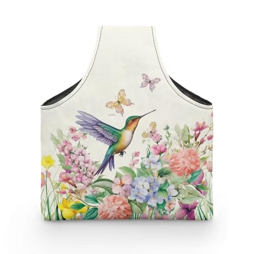 Image of KUIFORTI Hummingbird Knitting Yarn Bag, Flower Crochet Bags for Women Tote Bag for Knitting Needles, Yarns and Unfinshed Project, Crochet Hook Organizer, Large Size