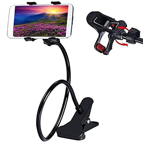 Gooseneck Phone Holder , Lazy Bracket Flexible Long Arms for All Mobile - Universal Cell Phone Holder, Clip Stand for Desk Chair Bed Office Kitchen Rotate Freely Lazy Bracket Holder (Black)