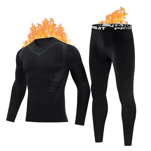 Getervb Ropa Interior Térmica Hombre Invierno Transpirable Cálida Camiseta Manga Larga y Pantalon Set de Ropa Funcional Termo para Esquí Running Ciclismo Deportes