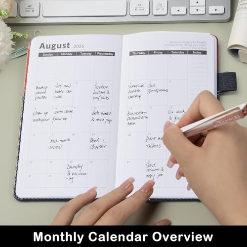 2026 Pocket Diary, A6 Diary 2026 Week to View from January to December, Calendar Book for Purse, 9.8 x 18 cm, with Planning Stickers, Inner Pocket, Small Planner for Organizing & Planning - Image 2
