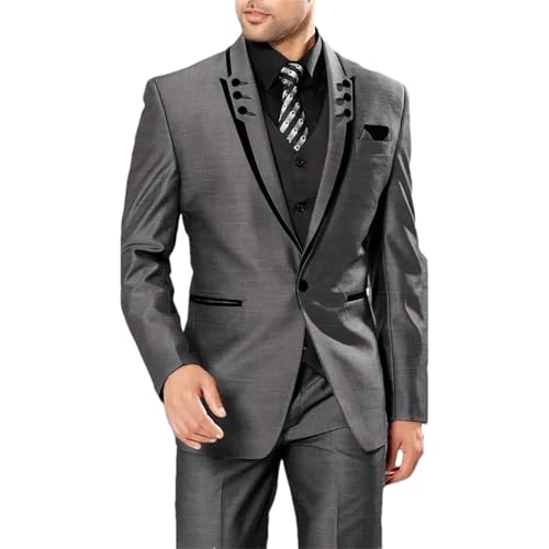 Traje de 3 piezas para hombre, chaqueta, pantalones, chaleco, ajustado, para boda, casual, formal, traje de graduación, 6582 5, L