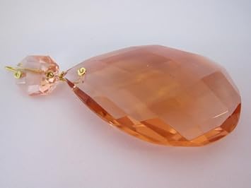 1 pcs Chandelier Pendant Teardrop Pear with a Small Octagon Crystal 63 x 39 mm + 14 mm Pink