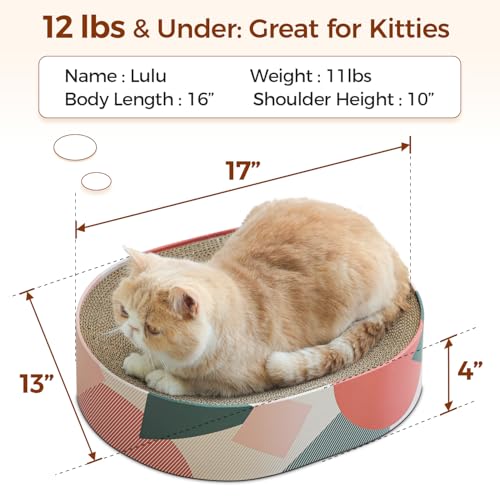 ComSaf Cat Scratcher Bed 17 x 13 in, Oval Cardboard Scratch Pad for Cats | Cat Scratching Board, Corrugated Cardboard, Shallow Bowl Shape, Furniture Protection, Indoor Cat Lounger, Claw Care - Image 3