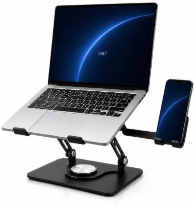 2-in-1 Laptop Stand with Phone Holder, 360° Swivel Laptop Riser f...