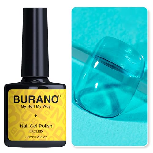 BURANO Jelly Gel Nail Polish, Sheer Hot Pink Green Red Blue Purple Orange Transparent Jelly Gel Polish, Translucent Gel Polish Jelly Nails LED UV Gel Curing Requires (Jelly Lake T2)