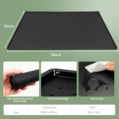 AKEfit Heat Resistant Silicone Mat, Non-Slip Waterproof Air Fryer Mat for Kitchen Countertops, Oven, Stove Top & Dining Table Protection (BLACK) - Image 4