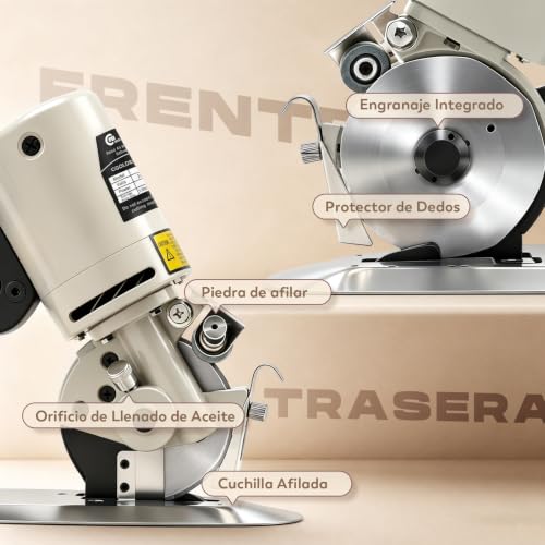 Miniatura 3 de Cgoldenwall Yj-90b Cortador De Tela Industrial Eléctrico Portátil 30mm Grosor Máximo De Corte 90mm Tamaño De Cuchilla Ideal Para Textil Cuero Papel Con Cuchilla Repuesto