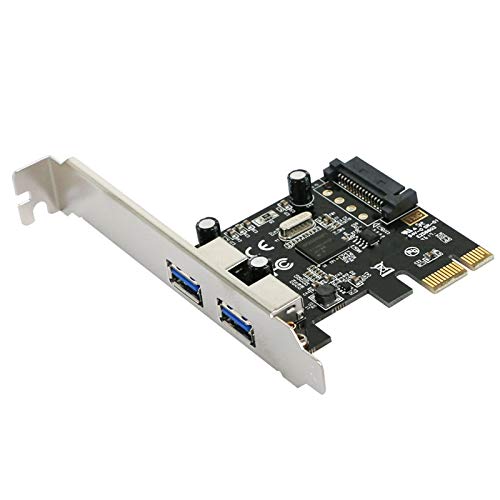 KBR- 2 Ports USB 3.0 PCIe Expansion Card with Internal 15-Pin Power Connector, for Windows Server, Windows 7,Windows 8,Windows 10, Including Two Power Cables