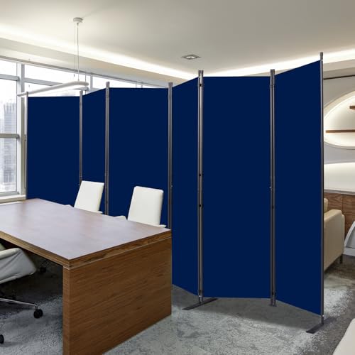 CHOSENM Room Divider, 6 Panel Folding Privacy Screens with Wider Support Feet, 6 Ft Portable Room Partition for Room Separator, 132" W X 71" H, Navy Blue - Thumbnail 2