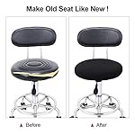 Tatuo Round Bar Stool Seat Covers Washable Stool Cushion Slipcover Elastic Bar Chair Covers for 14-17 Inch Chair (Black,4 Pieces) - Image 3