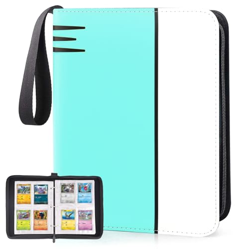 Card Binder 4 Pocket, Collectible Trading Card Albums Fits 400 Cards with 50 Removable Sleeves, Portable Trading Card Binder Collection Album Holder, Game Card Case book With Zipper for Gifts, L-Green by SRISE - Used condition - US$14.12