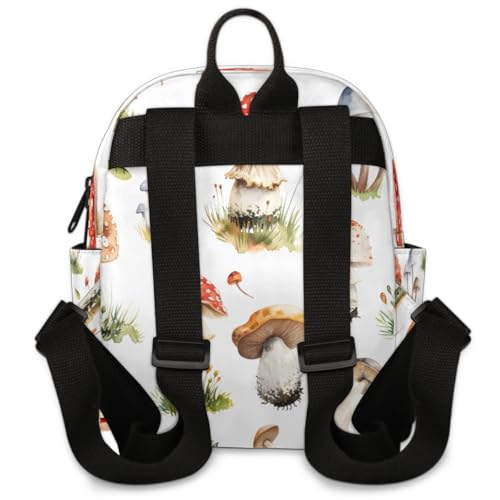 Watercolour Mushrooms Flowers Grass Backpack for Women Large Capacity with Adjustable Pressure Relief Strains Lightweight Travel Backpack for Work Travel Casual Gifting3
