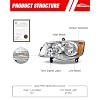 Compatible with 2011 2012 2013 2014 2015 2016 2018 2019 2020 Dodge Grand Caravan 08-16 Chrysler Town & Country Headlights Chrome Housing Amber Reflector Driver and Passenger(W/O Bulbs)