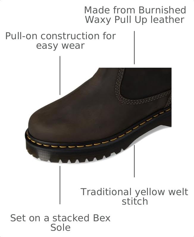 Image of Dr. Martens, Unisex, Anistone Lo Leather Pull On Boot, Charcoal Grey, Mens 6, Womens 7, Medium