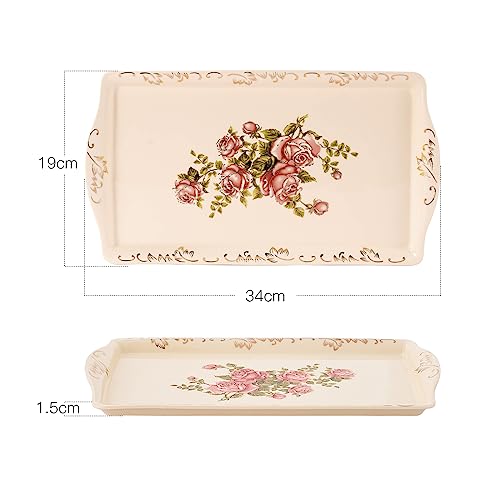 Yolife Ceramic Rose Serving Tray, Decorative Platter For Tea Party - 13.5 Inch #TOP3