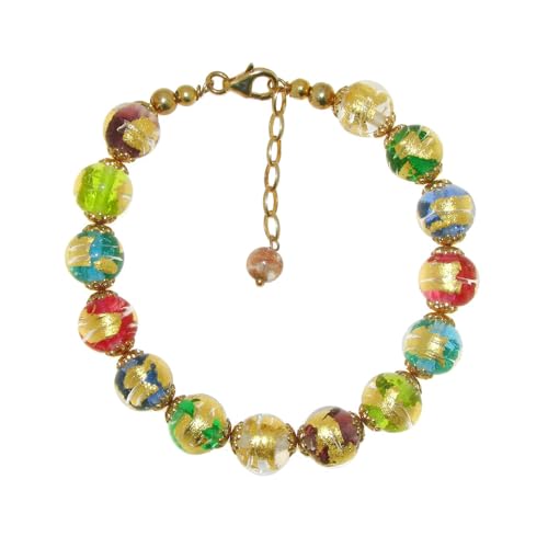 Venetiaurum - Pulsera para Mujer con Perlas Multicolores en Cristal de Murano Original y Plata 925 - Joya Made in Italy certificada