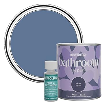 Rust-Oleum Blue Water-Resistant Bathroom Tile Paint in Gloss Finish - Blue River 750ml