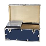 C&N Footlockers - Large Undergrad Storage Trunk w/Tray - Made in the USA - Only STEEL Footlocker on Amazon - Durable Chest with Lid Stay - 32 x 18 x 16.5 Inches (Navy)