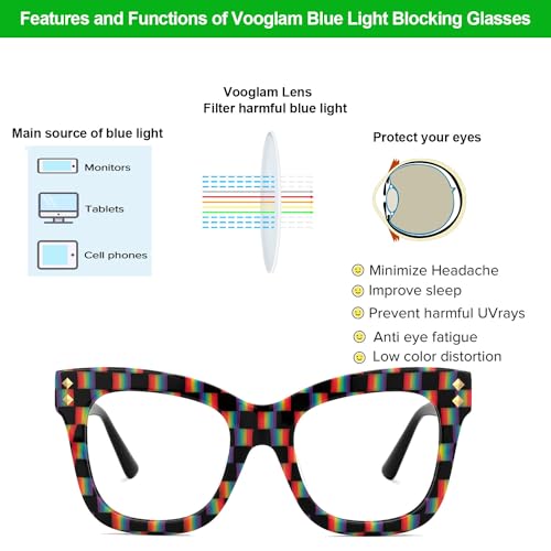 Image of VOOGLAM Square Blue Light Glasses for Women Anti Eyestrain Dry Eyes Computer Phone TV Eyewear Faustyna