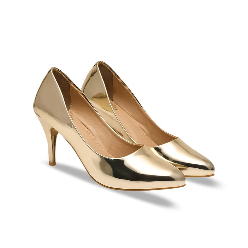 STRASSE PARIS Stylish Comfortable Pumps for Womens & Girls Golden (B0CV545Y49) Amazon Price History, Amazon Price Tracker