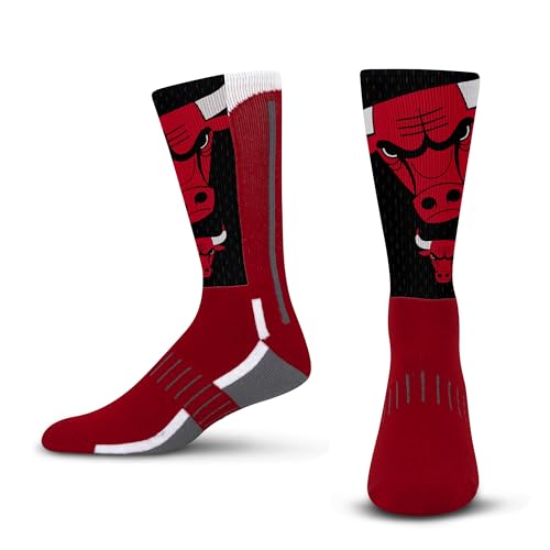 For Bare Feet NBA CHICAGO BULLS Logo Zoom Mesh Secondary Color Crew Sock Size Large