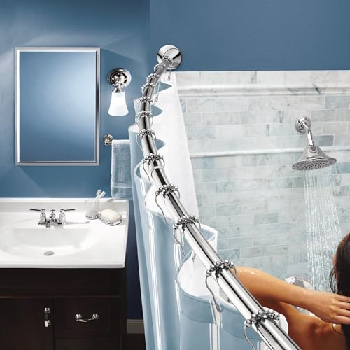 Moen CSR2172CH Curved Tension Shower Curtain Rod, Adjustable Bath Rod with Pivoting Flanges, Chrome Finish, Fits 57-Inch to 60-Inch Showers, No Drill Installation by Moen - Image 7