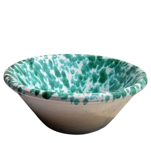 Catino gocciolato verde ramina in ceramica cm31x h 14