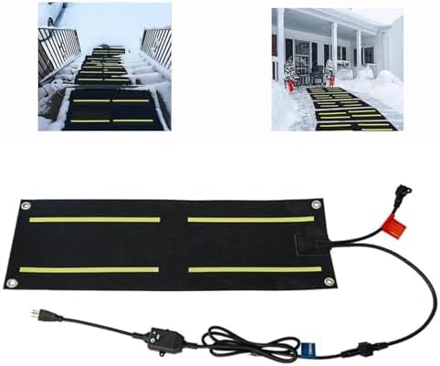 Heated Snow Melting Mats - Non-Slip Rubber Mats for Stairs & Sidewalks, 10" x 30" & 10" x 48" - 5 Piece Set for Safe, Fast Snow Removal & De-Icing Solution
