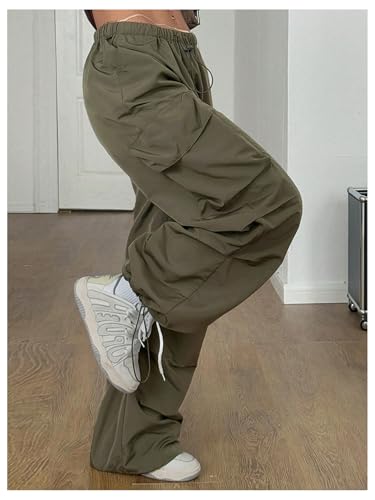 GORGLITTER Women's Y2k Flap Pocket Baggy Cargo Pants Oversized Drawstring Waist Joggers4
