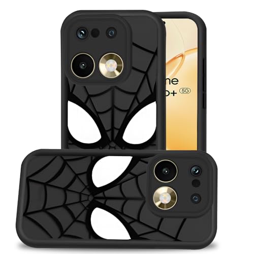 Image of AESTMO Back Case Cover for Realme 16 Pro Plus 5G Cover | Spidey Face Mask Design | Silicone Case | Full Body Protection | Camera Protection Back Cover for Realme 16 Pro Plus 5G (Black)