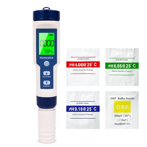 Homcoice 7-in-1 pH Messgerät pH TDS EC Salz ORP S.G Temperatur Tester tragbares digitales Wassertester für Aquarien Pools Trinkwasser und Hydrokulturen