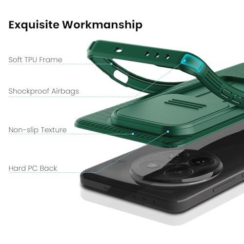 Image of PRITO Nilkin Classic Series Compatible for OnePlus 13 (1+13) Case with Camera Cover, [Camera Lens Protector] [Scratch-Resistant] [360 Full Protection] Shockproof Slim Phone Case (Green, 1+13)