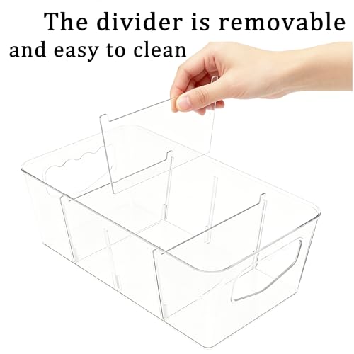 SPACELEAD 6 Pack Clear Pantry Organization Storage Bins with Dividers | Transform chaotic kitchen cabinets and refrigerators into a tidy food storage system. Easily find groceries and snacks. - Image 6